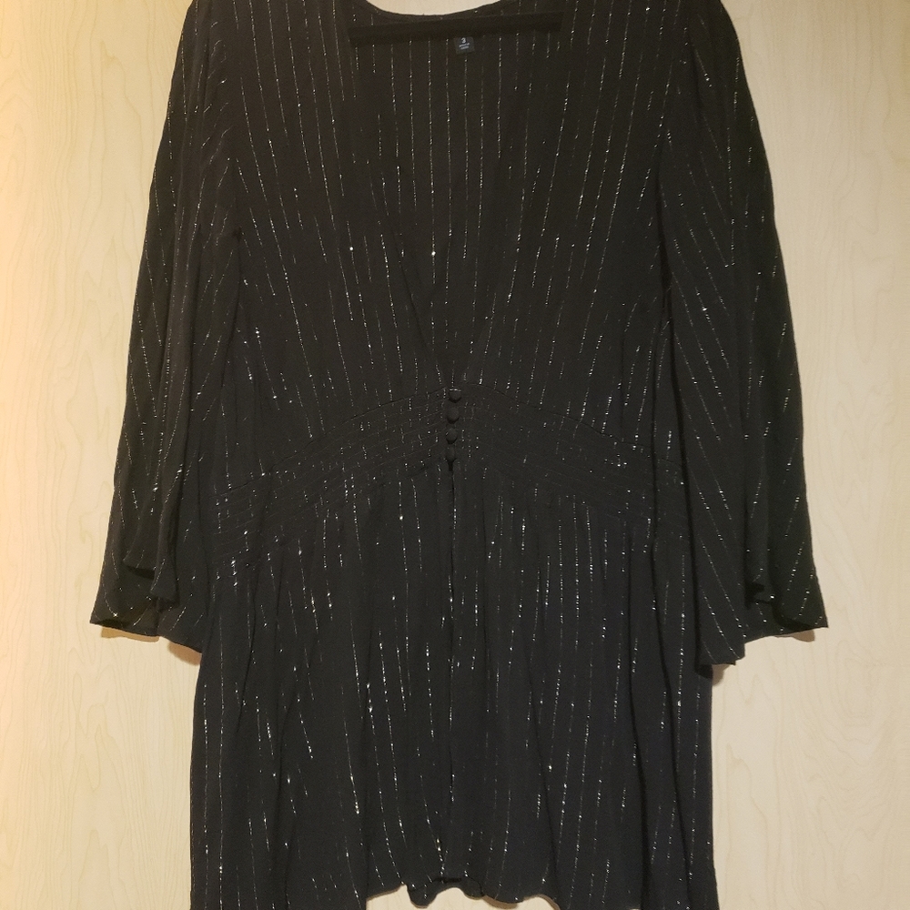 Black blouse with gold stripes